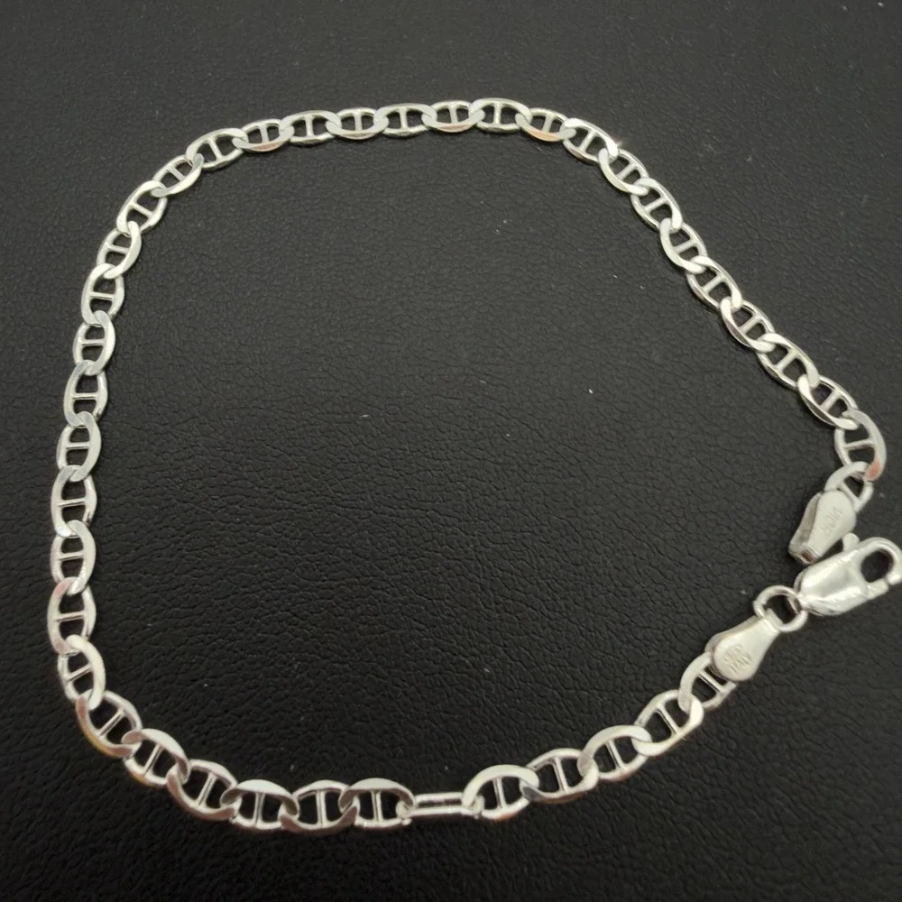 Vtg Vior Italy 925 Sterling Silver Mariner Link Chain Bracelet 8.25